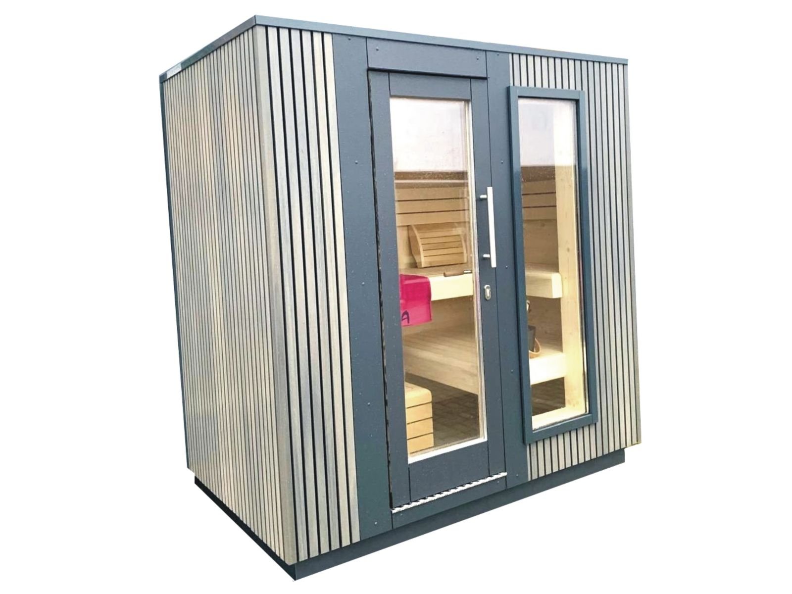 Kleine Außensauna 2 Personen kaufen Garten Holzofen modern Deutschland Österreich Schweiz und Dusche Garten und Whirlpool Finnisches WC Glas 2-3-4-5-6 Personen Preis Kosten neu