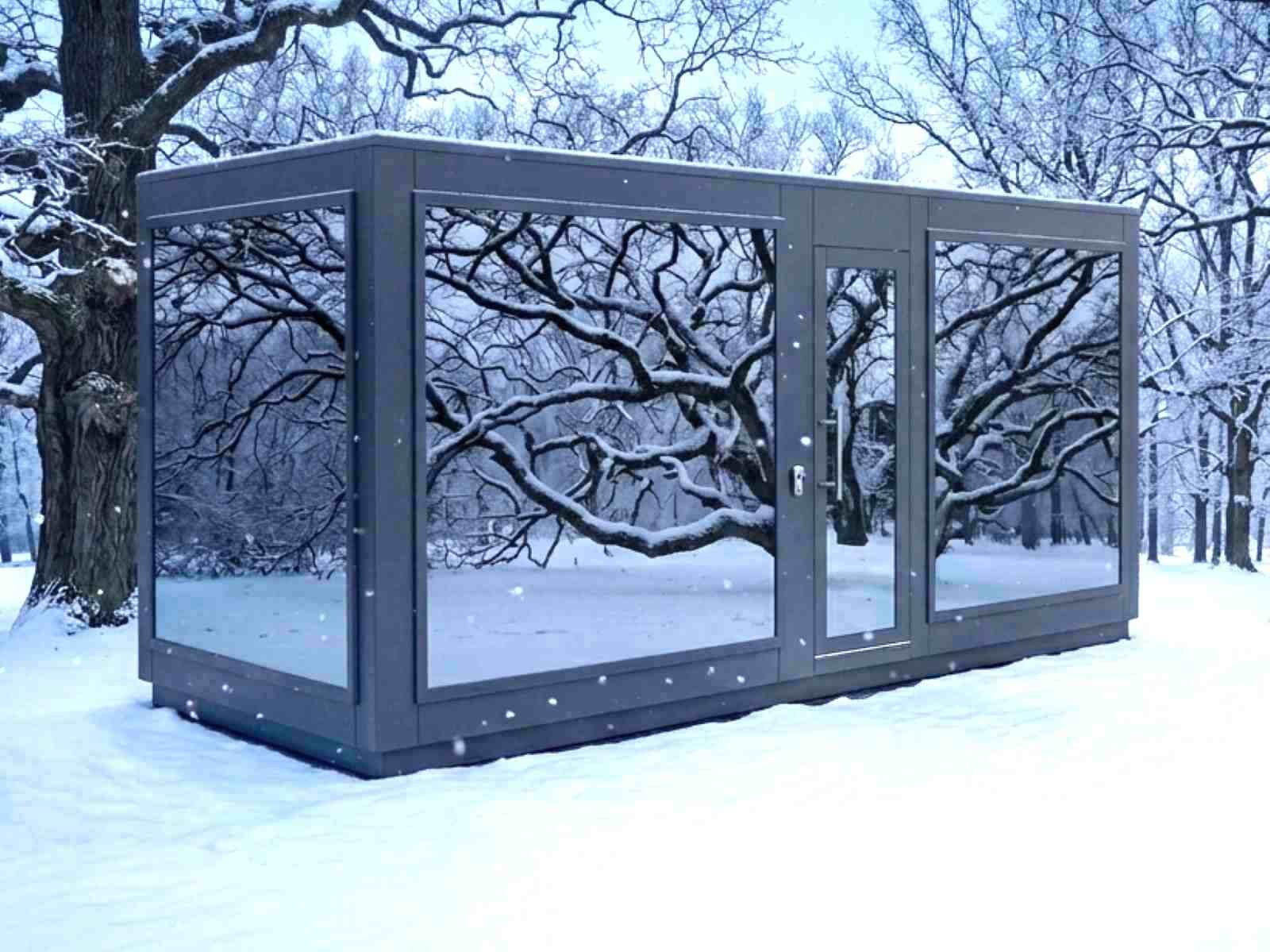 Garten Saunahaus mit Vorraum Holzofen Whirlpool Dusche Design modern Glasfront Ruheraum für 2-3-4-5-6 Personen Luxus vormontiert mit Aufbau Cube Preis Panaromafenster schlüsselfertig