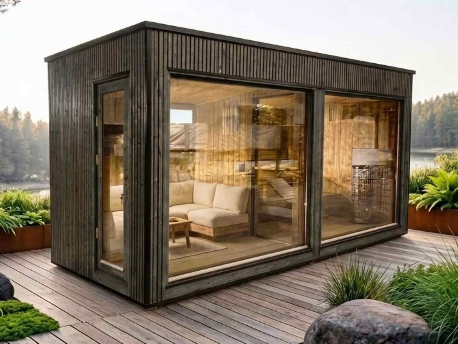 Gartensauna 2 Personen mit Vorraum – Saunastil.de – Gartensauna ...