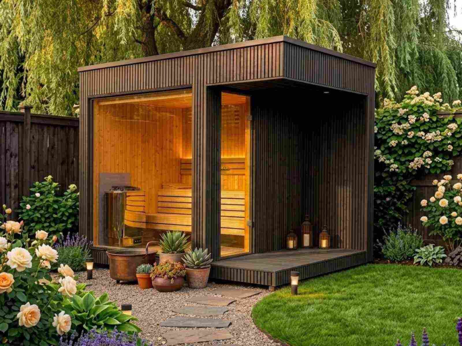 Gartensauna Komplettset mit Ofen – Saunastil.de – Gartensauna Saunahaus ...
