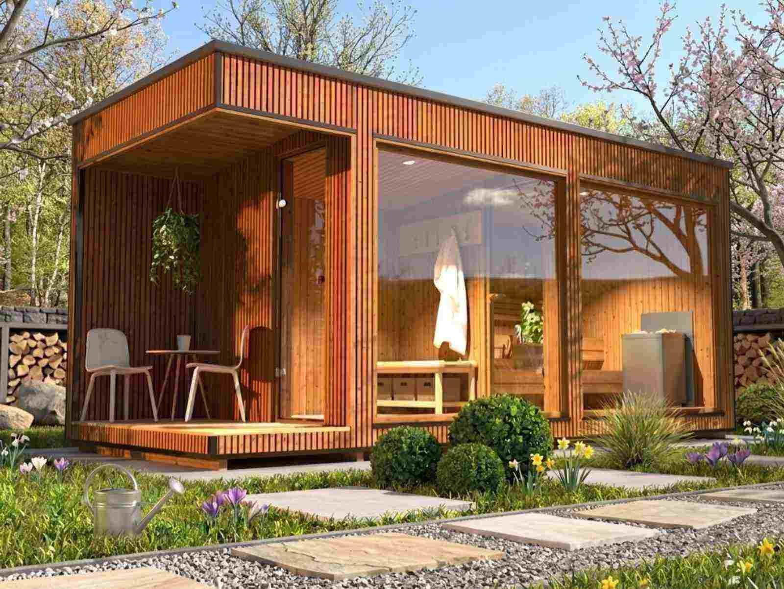 Gartensauna Komplettset mit Ofen – Saunastil.de – Gartensauna Saunahaus ...