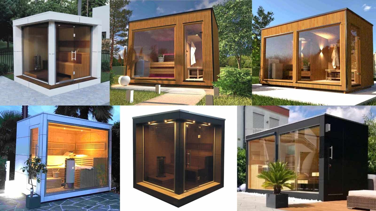 Gartensauna kaufen klein bis groß mit Vorraum Dusche Whirlpool Design modern Saunastil_de