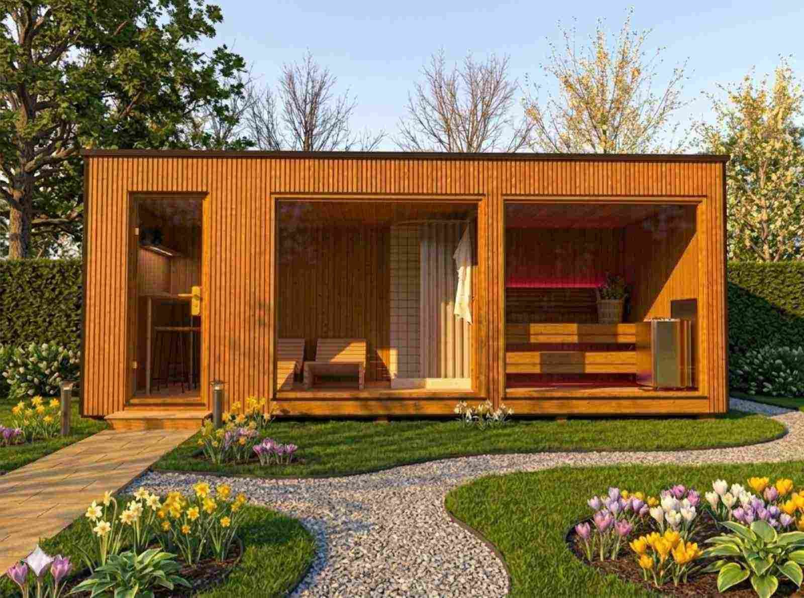 Gartensauna mit Vorraum Komplettset – Saunastil.de – Gartensauna ...