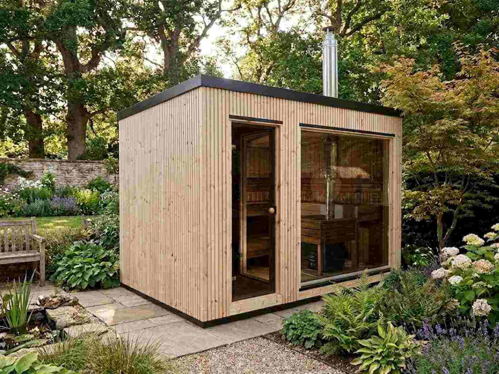 Saunahaus Cube mit ohne Vorraum - Holzofen Kosten